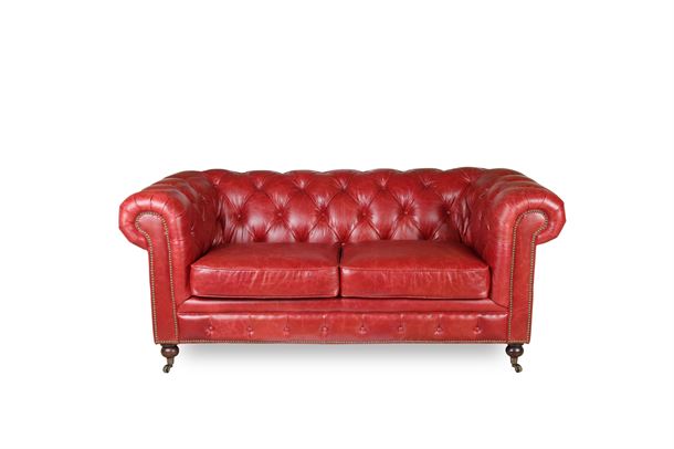2-personers Chesterfield modell Oakland Royal Rouge